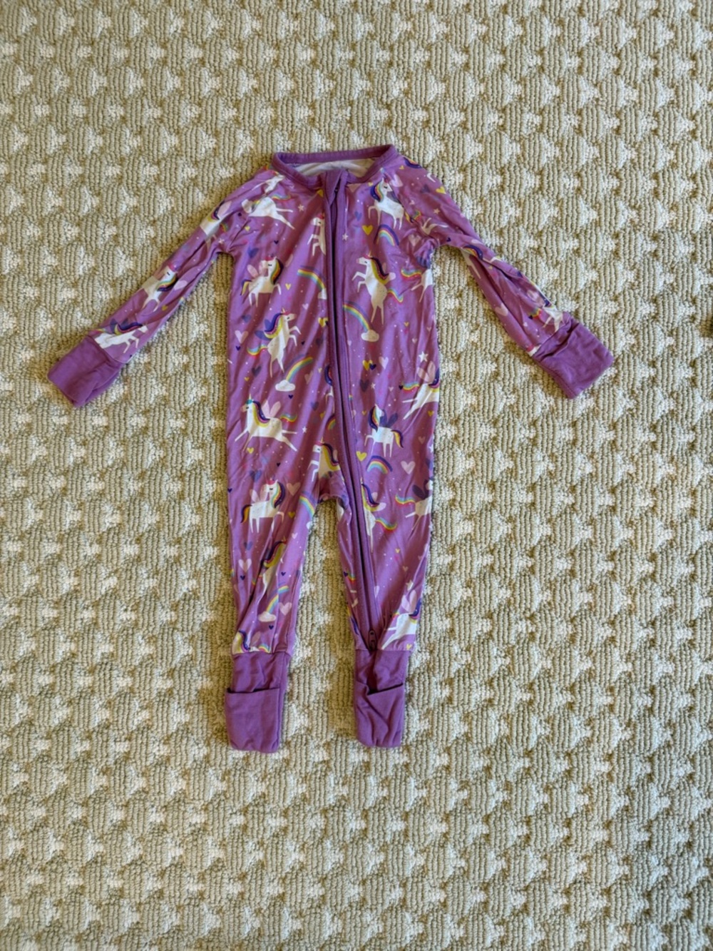 Little Sleepies Purple Unicorn Zipper Footie